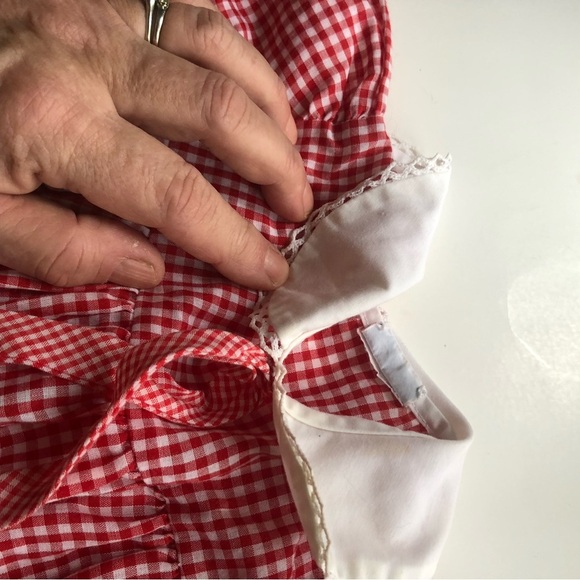 Vintage Red Gingham Baby Dress with Embroidery - Picture 4 of 7